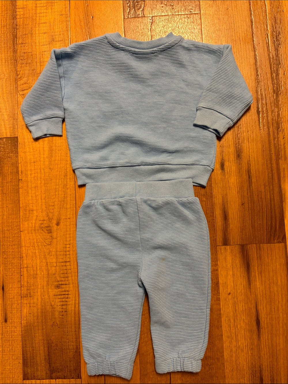 Bluey Blue Ribbed Kids Jogger Set Embroidery On Top And Bottom Size 3-6 Months - Picture 7 of 7